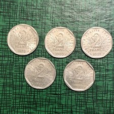 Lot de 5 pièces de 2 francs