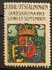 ?  Vignette SUEDE - LANDSKRONA 1913 Jubil-Utställningen armoiries /Reklamemarke