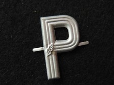 Ancienne Lettre P Aluminium lettrage industrie imprimerie initial métal pochoir