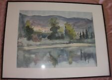 Tableau gouache marine " Cavalière " signée & datée " 89 " Cadre Nielsen 60 x 80