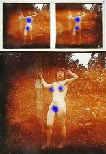 PHOTO STEREO EROTIQUE sur verre NU FEMININ 1900 - 1920  risque nude  / 670