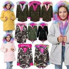 Enfants Veste Capuche Fille Fourrure École Parka Vestes Extérieur Veste 2-13 Ans