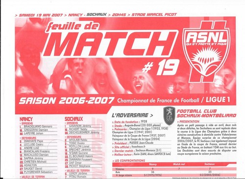 Feuille match asnl - asnl,