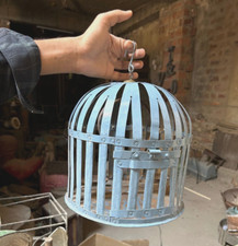 RARE VIEUX VINTAGE EN FER FORGÉ RUSTIQUE CAGE À OISEAUX JARDIN ALIMENTATEUR