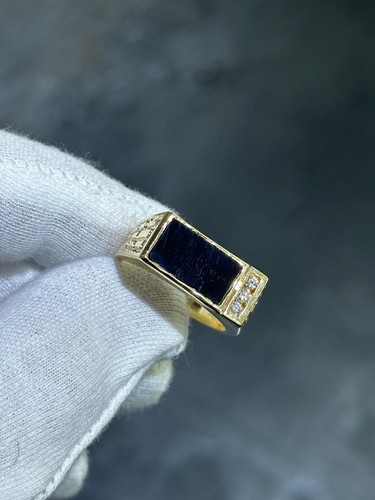 14k jaune diamants onyx - 14k,