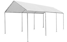 Abri Pour Voiture Moto En Acier Toile Blanche Imperméable 300x600xH275 Cm.