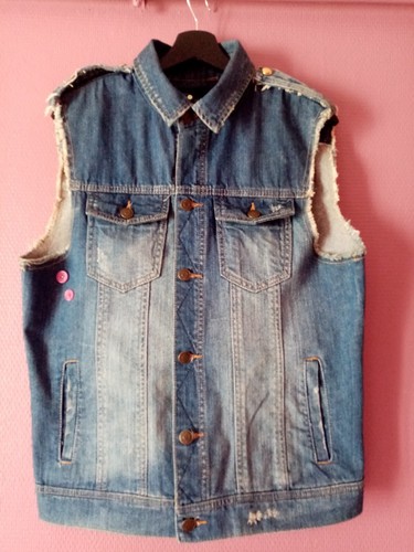 Bershka veste jean sans - , manche