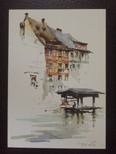 Carte postale 10x15cm postcard STRASBOURG Petite France aquarelle Robert Kuven 