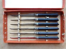 LOT DE SIX COUTEAUX - MANCHES EN ÉBÈNE - LAMES MARQUÉES  "DUVERT 19 FRÈRES"