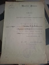 Diplome Croix Services Militaires Volontaire Poilu Metz