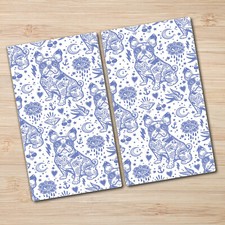 Planche à Découper en Verre Deux Parties 2x30x52 Bleu français bouledogue