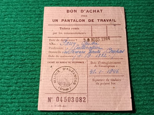 Billet matière bon - -, d'achat