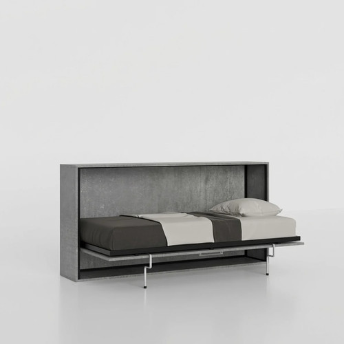 Lit escamotable gris avec