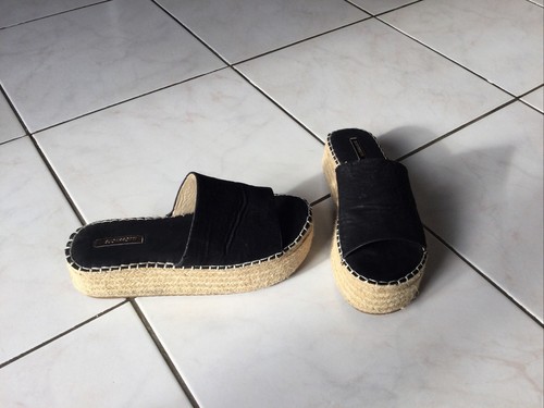 Mules noires plateforme - , corde