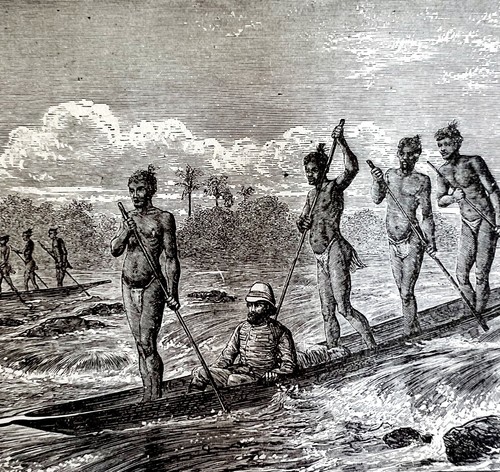 Tribal canoe zambesi rapids - tribal,