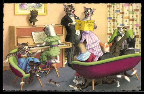 Chats sur pied - avec, piano