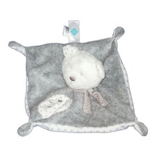 Doudou plat ours gris - , blanc