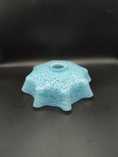 Ancien abat jour, Plafonnier, Luminaire, Opaline, Bords juponnés, Bleu, Vintage