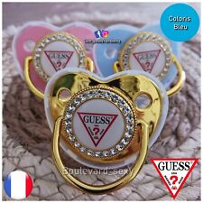 👶🔵 Tétine/Sucette Bleu en silicone bébé tendance Baby Guess Pacifier 0-3 ans