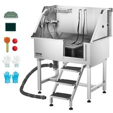 VEVOR Baignoire de Chien Animaux Compagnie Acier Inox 96 cm avec Escalier Droit