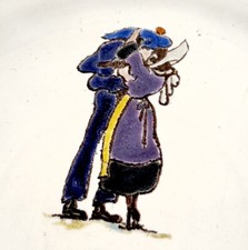 Assiette signé Platon Argyriades 1960 Couple breton Bretagne Paris Montmartre 5