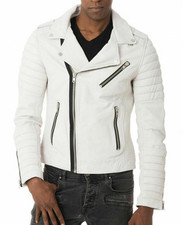 Blouson en cuir blanc pour