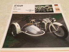 Carte moto ZÜNDAPP K 800 side-car Steib K800 1938 collection Atlas motorbike DE