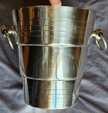 Orfèvre C D : Seau à Champagne vintage en métal argenté modèle style art déco