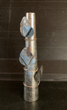 Original vase décoratif métal argenté décor 3 feuilles anneaux amovibles  60 70