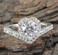 Forme Coeur Coupe Ronde Blanc Diamant Solitaire 1.41 CT Certifié Femme Bague