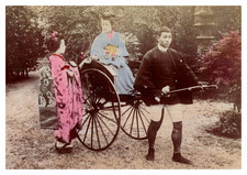 Japon, Femme dans un rickshaw, Tirage vintage aquarellé, ca.1880 Japon, Femme da