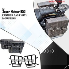 Adapté Pour Royal Enfield Super Meteor 650 Gris Cuir Sacs & Panier Montage Paire