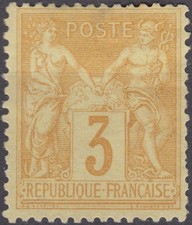 1878 Sage Peace&commerce 3c bistre-jaune NSG MNG Y&T 86 cote 100€ cv $115