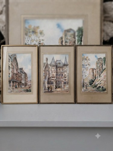 Lot aquarelles anciennes - 3,
