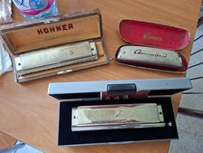 lot de 3 Instruments  de musique Hohner Harmonica avec boîte