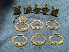 Lot de 6 poignées bronze, pour commode, meuble,corne d'abondance,fleurs, signéPK
