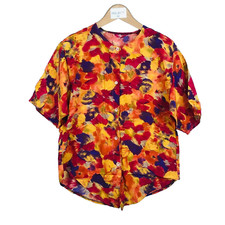 Vintage Abstract Blouse top haut femme taille XL 58 cm poitrine made en Italie