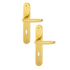 Poignées sur plaques clé L - laiton poli - Roissy HOPPE