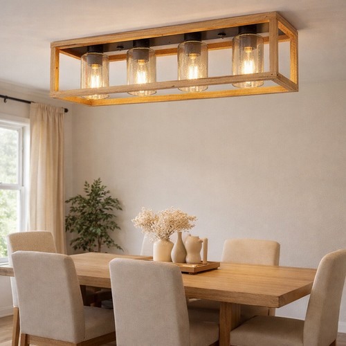 Plafonnier lampe bois lumière - plafonnier,
