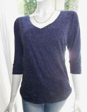 tee shirt top col V marque camaieu bleu marine moucheté taille 38 impeccable