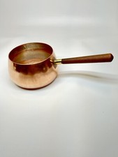 poêlon En Cuivre Vintage Diamètre 11 Cm Poignée En Bois Chocolatière / Fondue