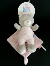 D3. DOUDOU MOUCHOIR SUCRE D'ORGE CHAT ROSE CAPE COURONNE CHATEAU 20cm - NEUF