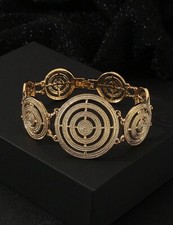 Bracelet Acier Inoxydable Bijoux Rond Jonc Large Épais Doré Or Jaune Manchette