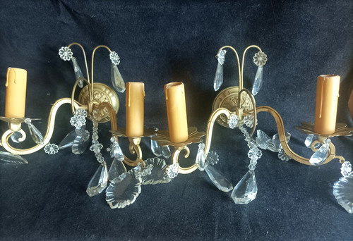 Paire appliques laiton et - paire, en