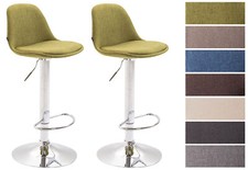 Lot de 2 Tabourets de Bar Design Kiel Tissu avec Piètement Repose-pieds Métal 