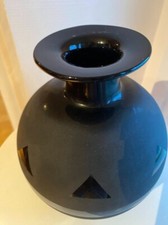 Vase boule noir SIA déco mat avec bande centrale et petit triangle brillant