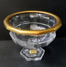 COUPE A FRUITS CRISTAL TAILLE MAIN ARTISANAT DE LORRAINE DORE A L'OR FIN 1970
