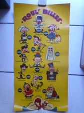 RARE AFFICHE ANCIENNE  JEUX ROUL BILLES AVEC BECASSINE  CHARLOT /  70 X 36 CM   