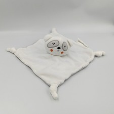 Doudou plat ours panda blanc