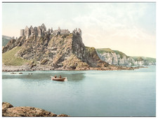 North Ireland, Co. Antrim, Dunluce Castle Vintage photochrome,  photochromie, 